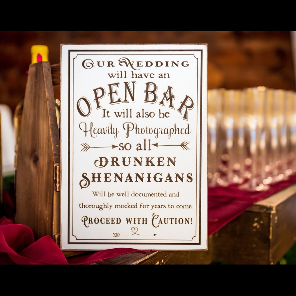Rustic Open Bar Sign